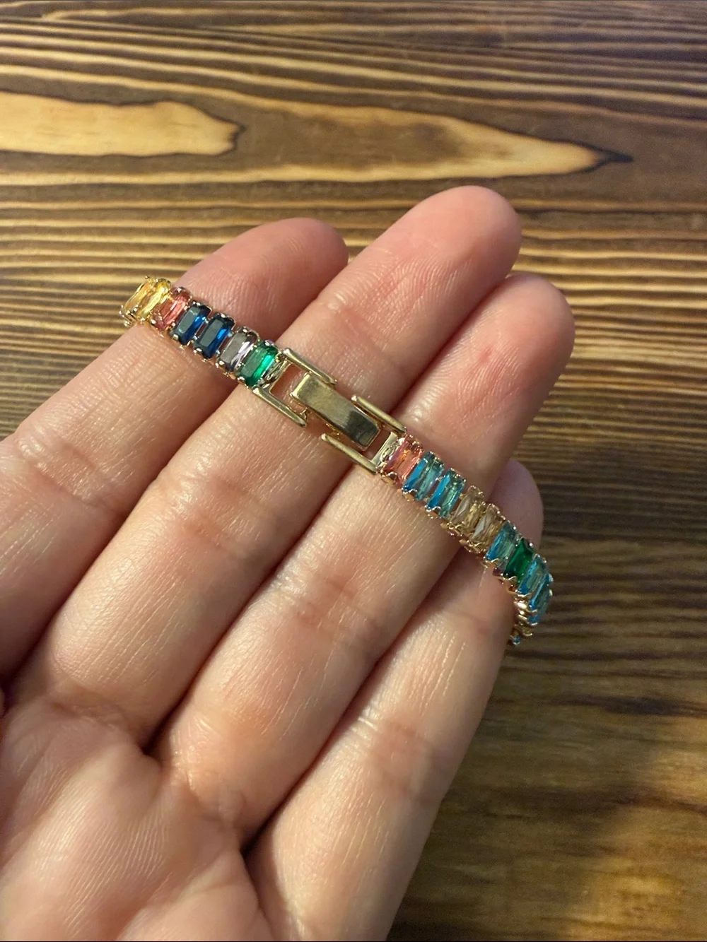 Gold Plated Multicolor Crystal Flower Tennis Bracelet - Women Jewelry
